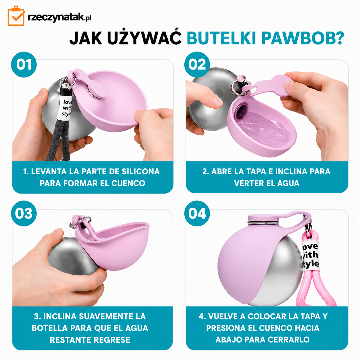Przenośna butelka z miską – świeża woda dla Twojego pupila zawsze pod ręką!