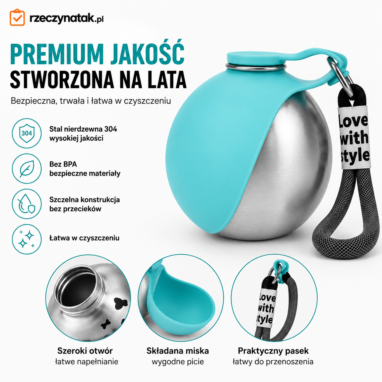 Przenośna butelka z miską – świeża woda dla Twojego pupila zawsze pod ręką!